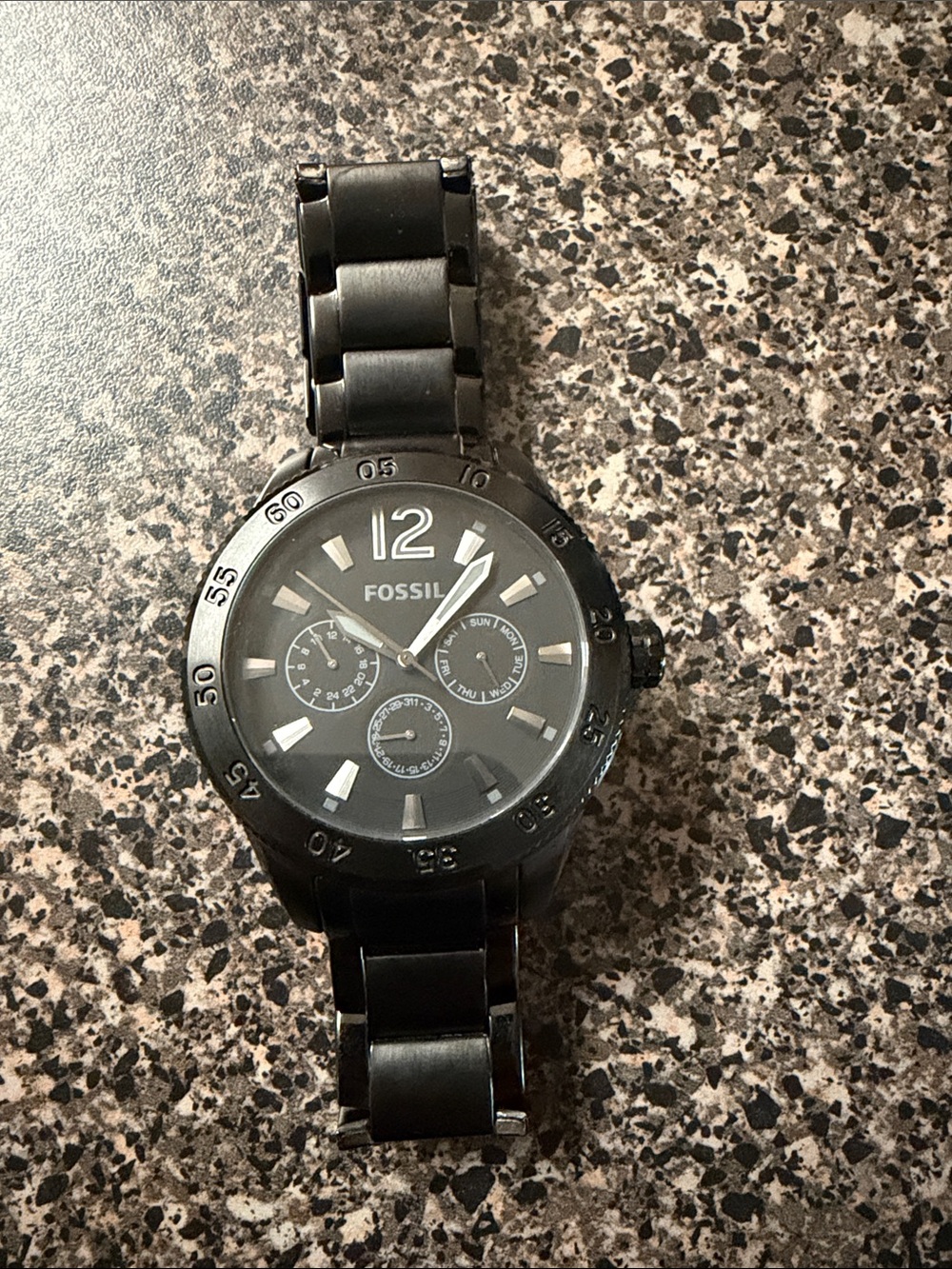 Fossil Black Stainless Steel Link Chronograph Watch
